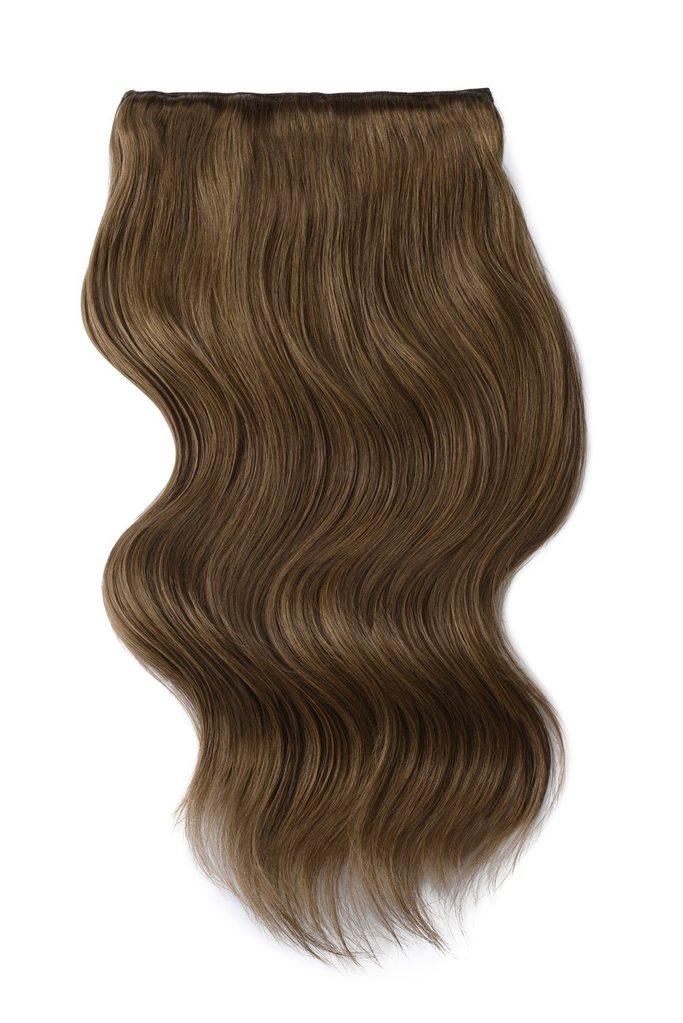 Double Wefted Full Head Remy Clip in Human Hair Extensions - Ash Brown (
