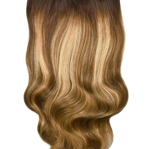 Double Wefted Full Head Clip in Balayage Hair Extensions - Chestnut Ho