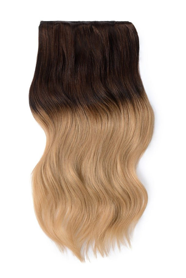 Double Wefted Full Head Remy Clip in Ombre Human Hair Extensions - (#T4/27)