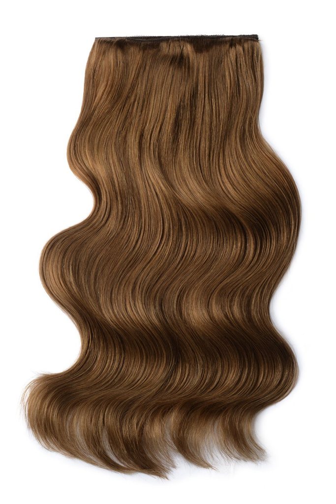 Double Wefted Full Head Remy Clip in Human Hair Extensions - Dark Blonde (