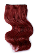 Double Wefted Remy Clip In Human Hair Extensions - Deep Red
