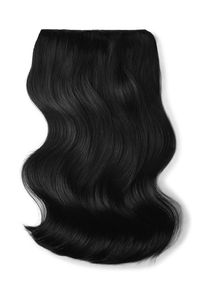 Double Wefted Full Head Remy Clip in Human Hair Extensions - Jet Black (