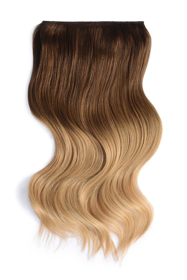 Double Wefted Full Head Remy Clip in Ombre Human Hair Extensions - (#T6/27)