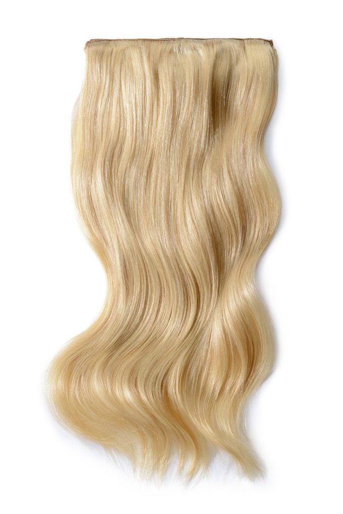 Double Wefted Full Head Remy Clip in Human Hair Extensions - Light Ash Blonde (