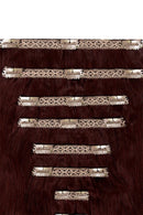 Double Wefted Full Head Remy Clip in Human Hair Extensions - Mahogany Red (