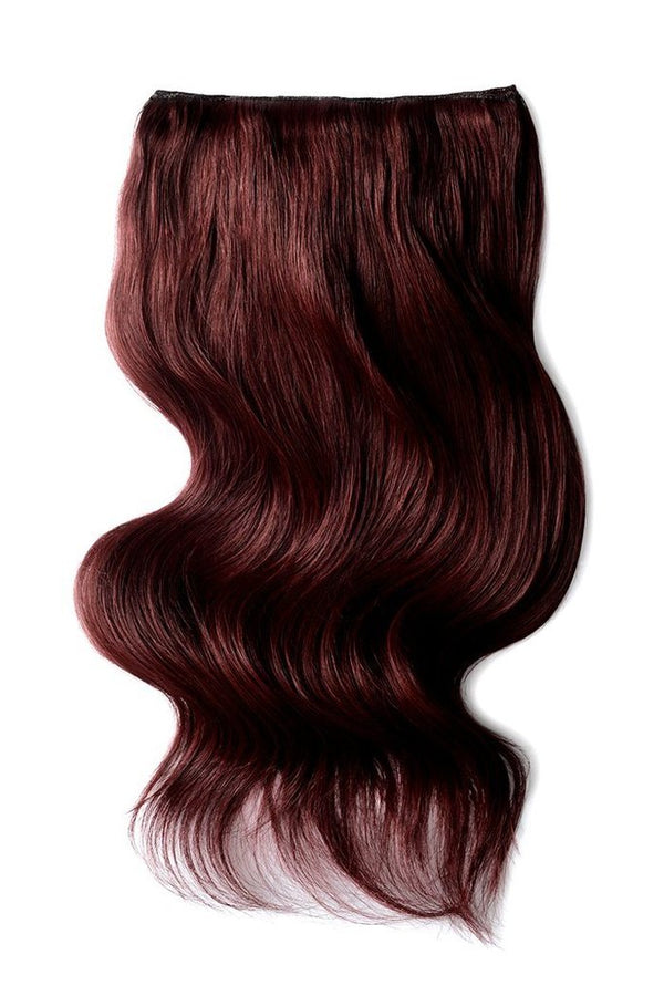 Double Wefted Full Head Remy Clip in Human Hair Extensions - Mahogany Red (#99J)