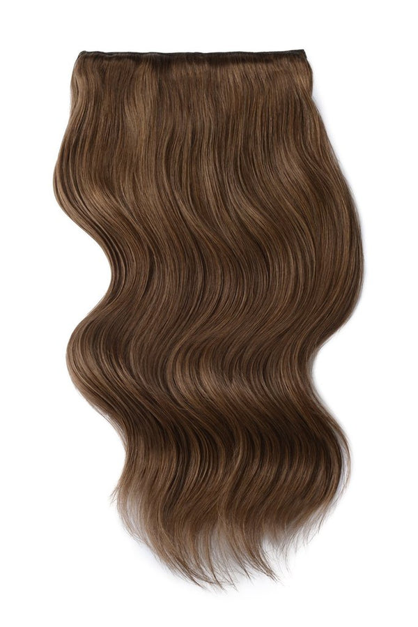Double Wefted Full Head Remy Clip in Human Hair Extensions - Medium Ash Brown (#8)