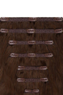 Double Wefted Full Head Remy Clip in Human Hair Extensions - Mousey Brown (