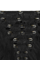 Double Wefted Full Head Remy Clip in Human Hair Extensions - Dark Brown/Silver Ombre (