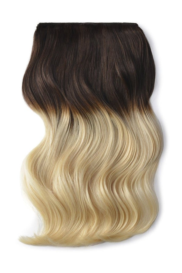 Double Wefted Full Head Remy Clip in Ombre Human Hair Extensions - (#T4/613)