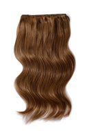 Double Wefted Full Head Remy Clip in Human Hair Extensions - Toffee Brown (