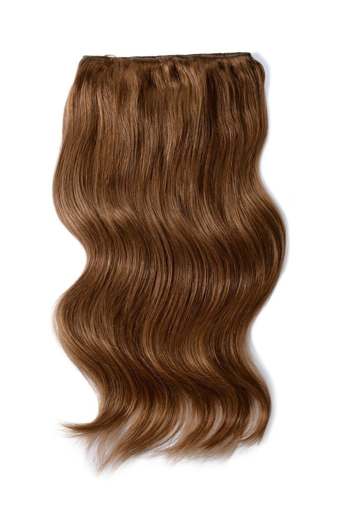 Double Wefted Full Head Remy Clip in Human Hair Extensions - Toffee Brown (