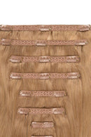 Double Wefted Full Head Remy Clip in Human Hair Extensions - Lightest Brown (
