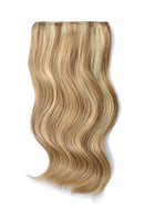 Double Wefted Full Head Remy Clip in Human Hair Extensions - Lightest Brown/Bleach Blonde Mix (