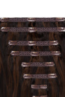 Double Wefted Full Head Remy Clip in Human Hair Extensions - Brown Mix (