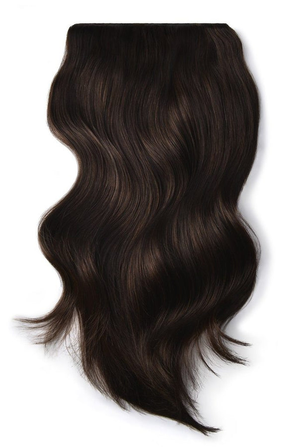Double Wefted Full Head Remy Clip in Human Hair Extensions - Darkest Brown (#2) | Cliphair Hair Extension