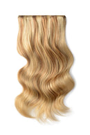 Double Wefted Full Head Remy Clip in Human Hair Extensions - Medium Golden Brown/Golden Blonde Mix (