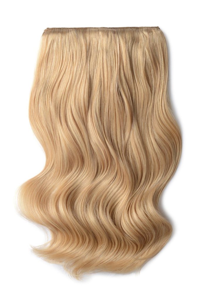 Double Wefted Full Head Remy Clip in Human Hair Extensions - Light Golden Blonde (