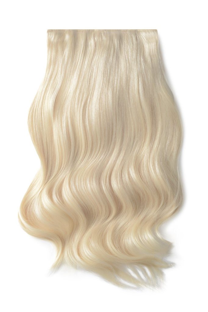 Double Wefted Full Head Remy Clip in Human Hair Extensions - Lightest Blonde (