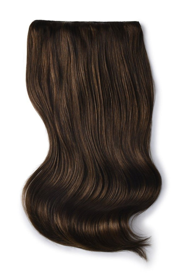 Double Wefted Full Head Remy Clip in Human Hair Extensions - Medium Brown (#4)