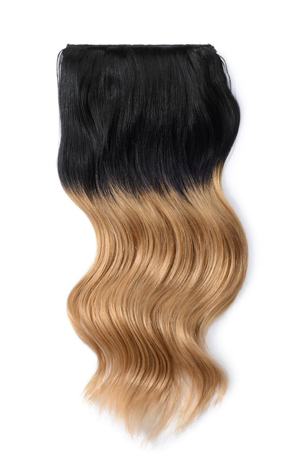 Double Wefted Full Head Remy Clip in Ombre Human Hair Extensions - (#T1/27)