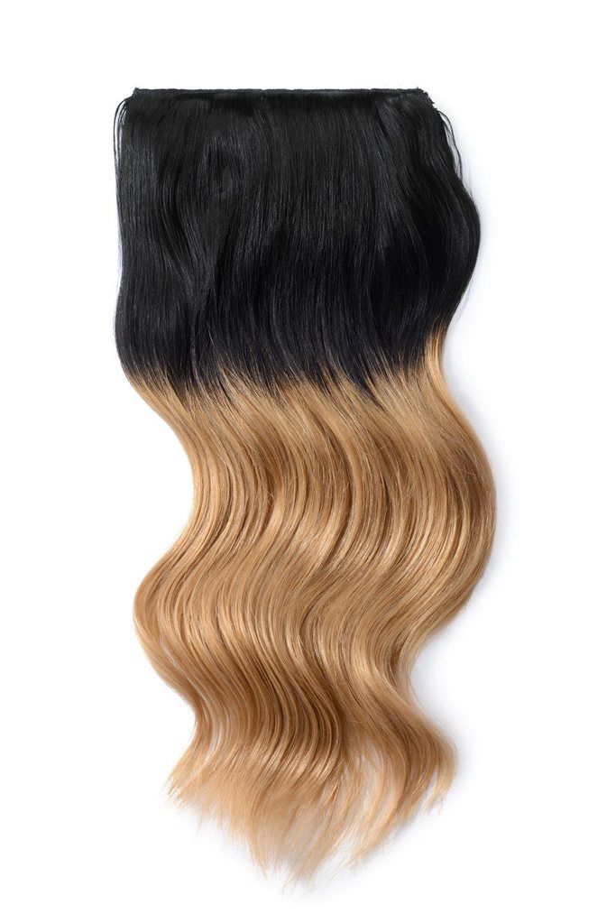 Double Wefted Full Head Remy Clip in Ombre Human Hair Extensions - (