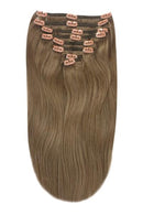 Full Head Remy Clip in Human Hair Extensions - Ash Brown (