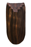 Full Head Remy Clip in Human Hair Extensions - Brown Mix (