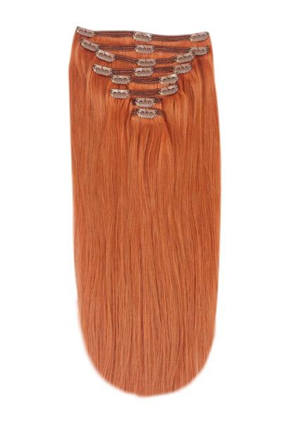 Full Head Remy Clip in Human Hair Extensions - Ginger Red/Natural Red (