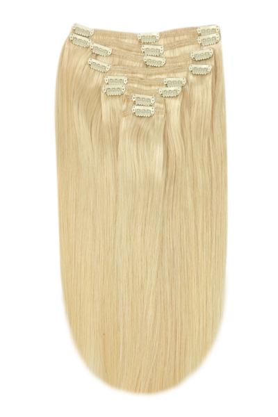Full Head Remy Clip in Human Hair Extensions - Light Ash Blonde (