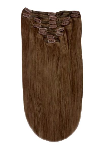 Full Head Remy Clip in Human Hair Extensions - Mousey Brown (
