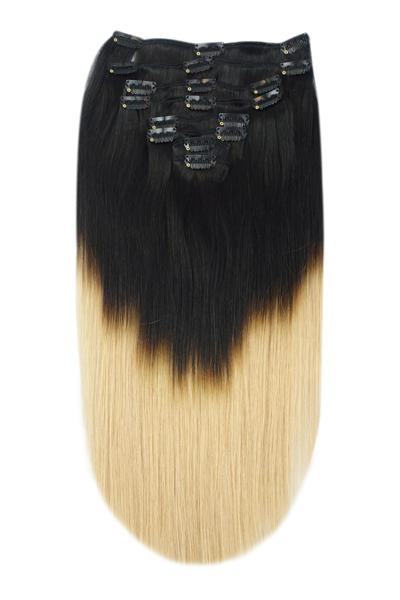 Full Head Clip in Remy Human Ombre Hair Extensions - (#T1/27)