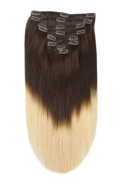 Full Head Remy Clip in Human Hair Extensions - Ombre (#T2/27)
