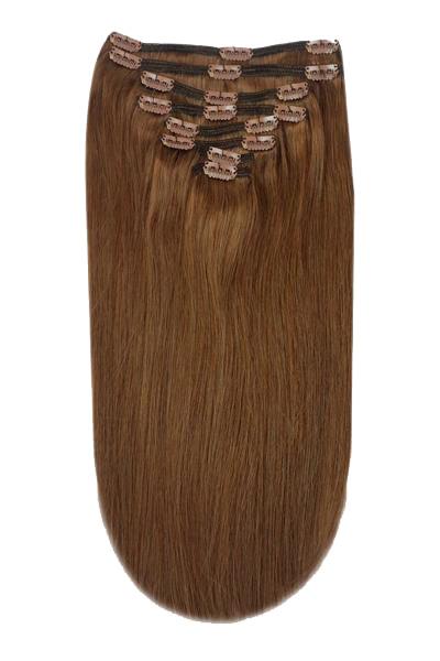 Full Head Remy Clip in Human Hair Extensions - Toffee Brown (