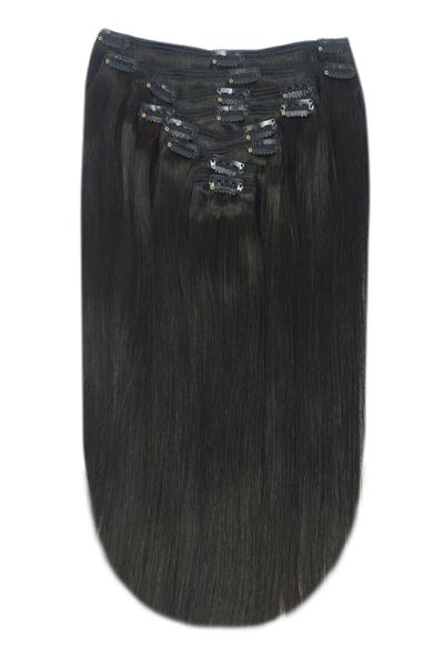Full Head Remy Clip in Human Hair Extensions - Off/Natural Black (#1B)