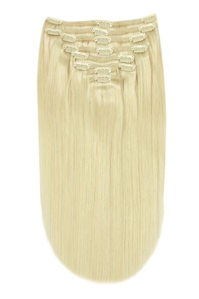 Full Head Remy Clip in Human Hair Extensions - Lightest Blonde (
