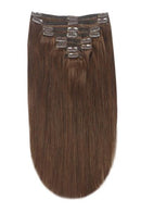 Full Head Remy Clip in Human Hair Extensions - Medium Ash Brown (