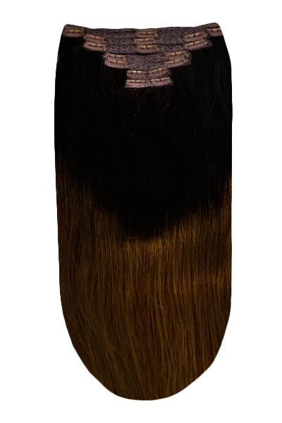 Full Head Remy Clip in Human Hair Extensions - Ombre (#T2/6)