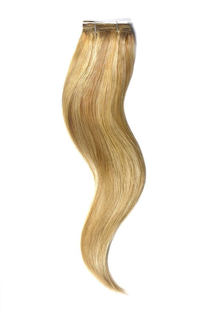 Remy Human Hair Weft/Weave Extensions - Light Brown/Golden Blonde/Bleach Blonde Mix (