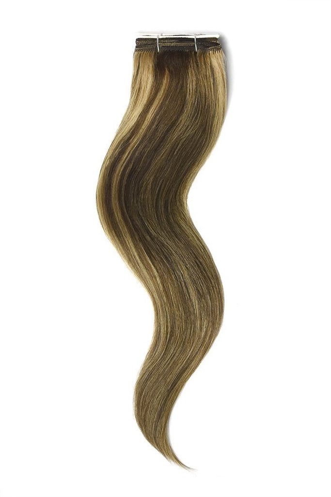 Remy Human Hair Weft/Weave Extensions - Medium Brown/Strawberry Blonde Mix (