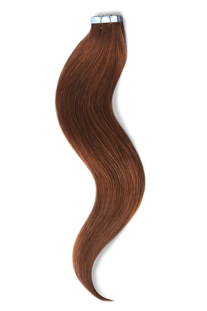 Tape in Remy Human Hair Extensions - Dark Auburn/Copper Red (