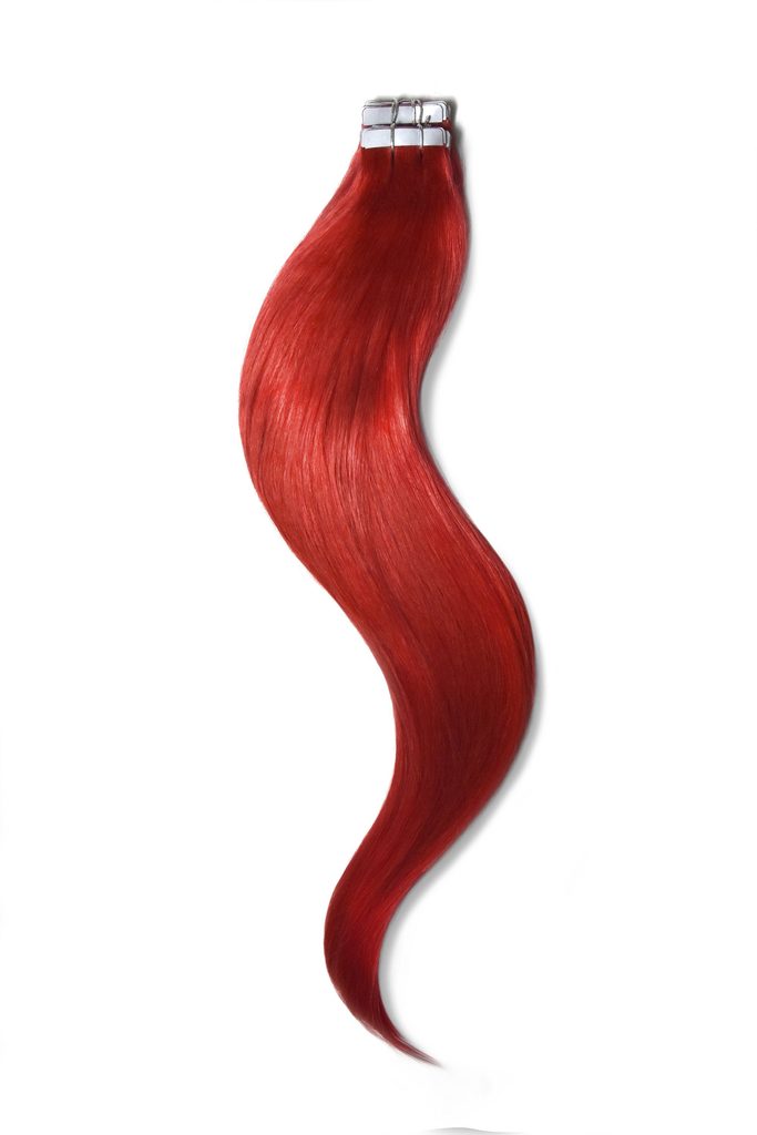 Tape in Remy Human Hair Extensions - Bright Red